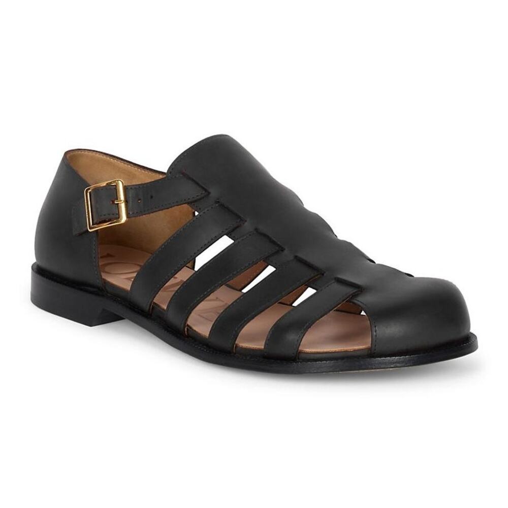Loewe Campo Leather Cage Sandals Round Fisherman Old Money Preppy Casual 9